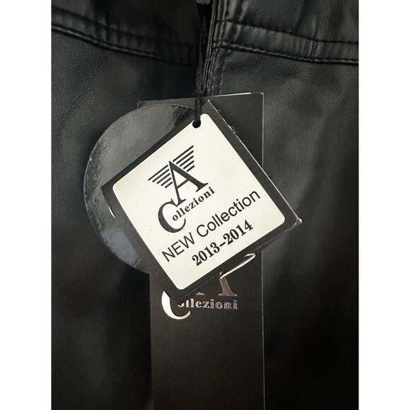 Collezioni Black Faux Leather Mid-Length Jacket NWT 2013-2014 Men’s M/L - Picture 16 of 16